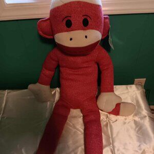 sock monkey 36" red and beige